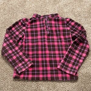 Cozy Plaid Kids Fleece Sweater in Pink and Brown